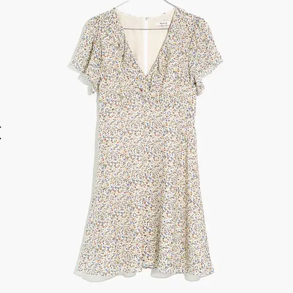 Madewell Silk Ruffle-Neck Mini Dress